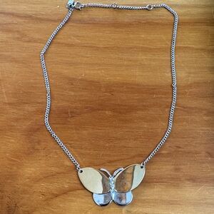 Vintage Butterfly Necklace in Two-Tone Gold & Silver -